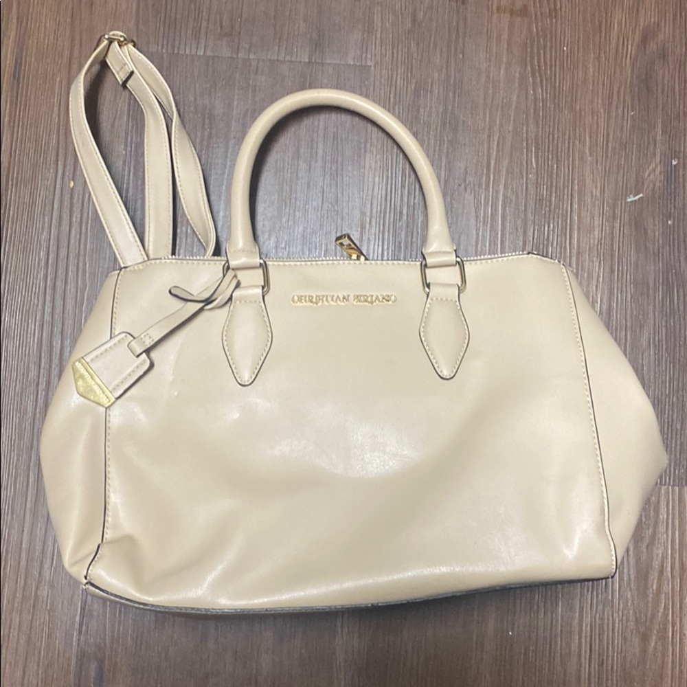 Beige leather medium Christian Siriano tote bag